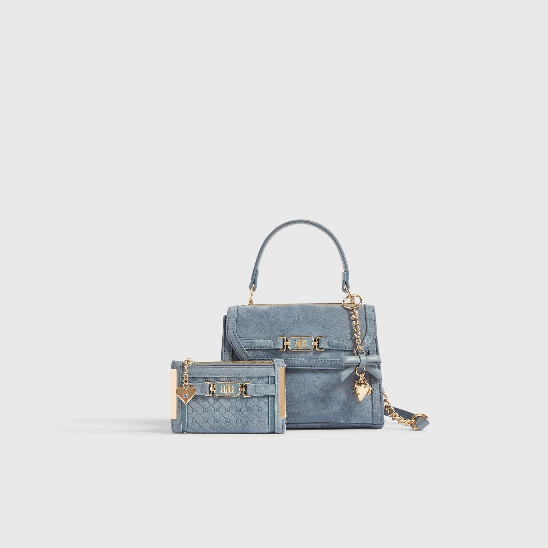 River Island River Island Womens Blue Faux Suede Tote Crossbody Bag Bundle
