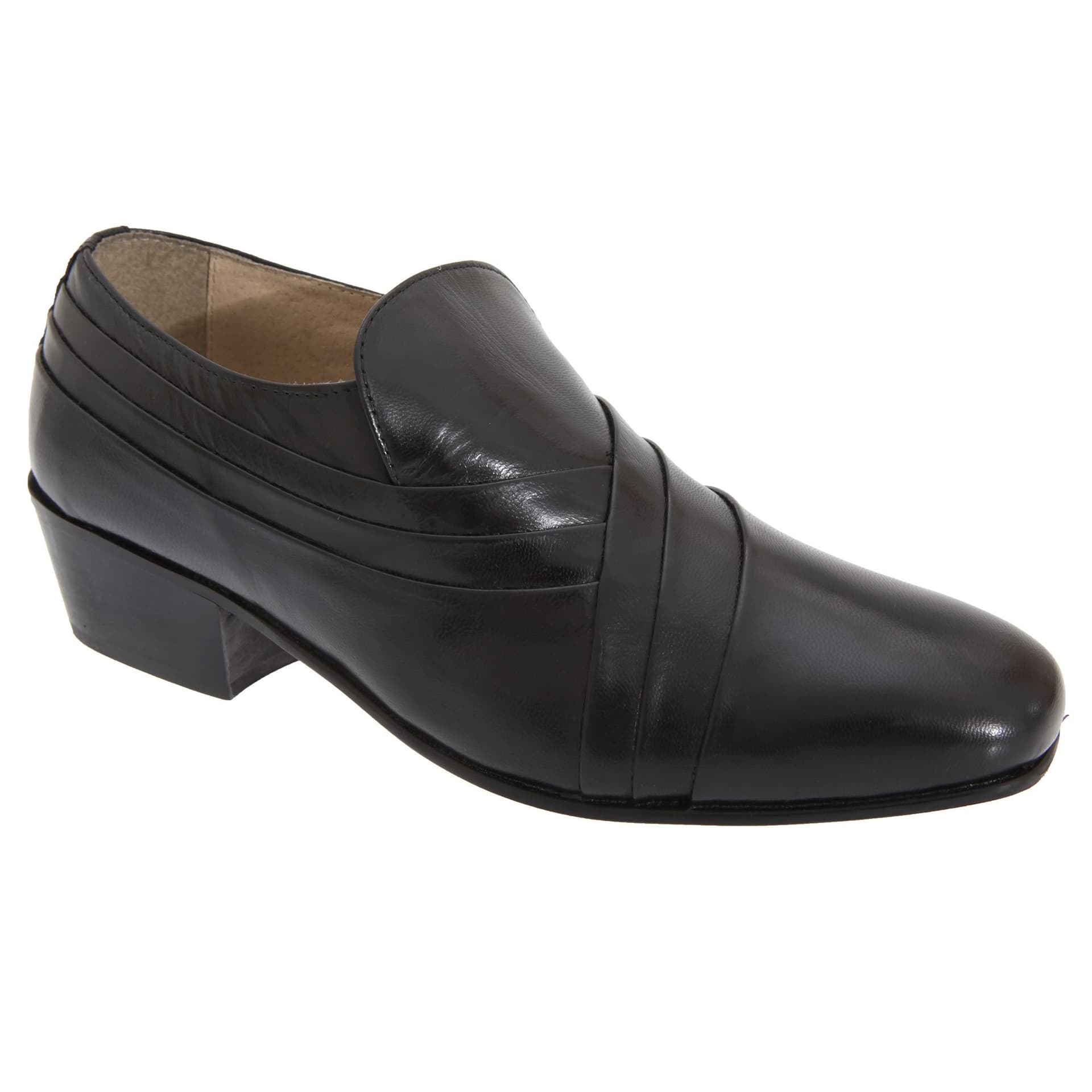 Montecatini Montecatini Men's Pleated Vamp Softie Leather Shoes in Black