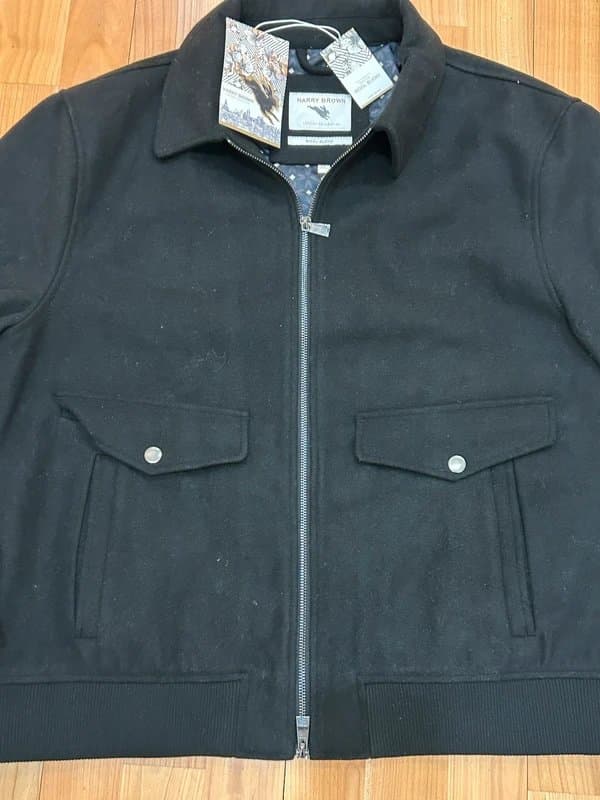 Harry Brown Harry Brown Mens Wool Blend Jacket Black Zip Up Smart Casual XL BNWT