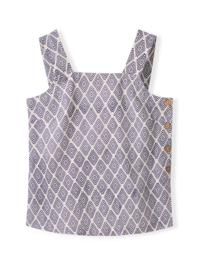 Celtic & Co Celtic & Co Women's Button Detail Square Neck Top in Mid Navy - 2