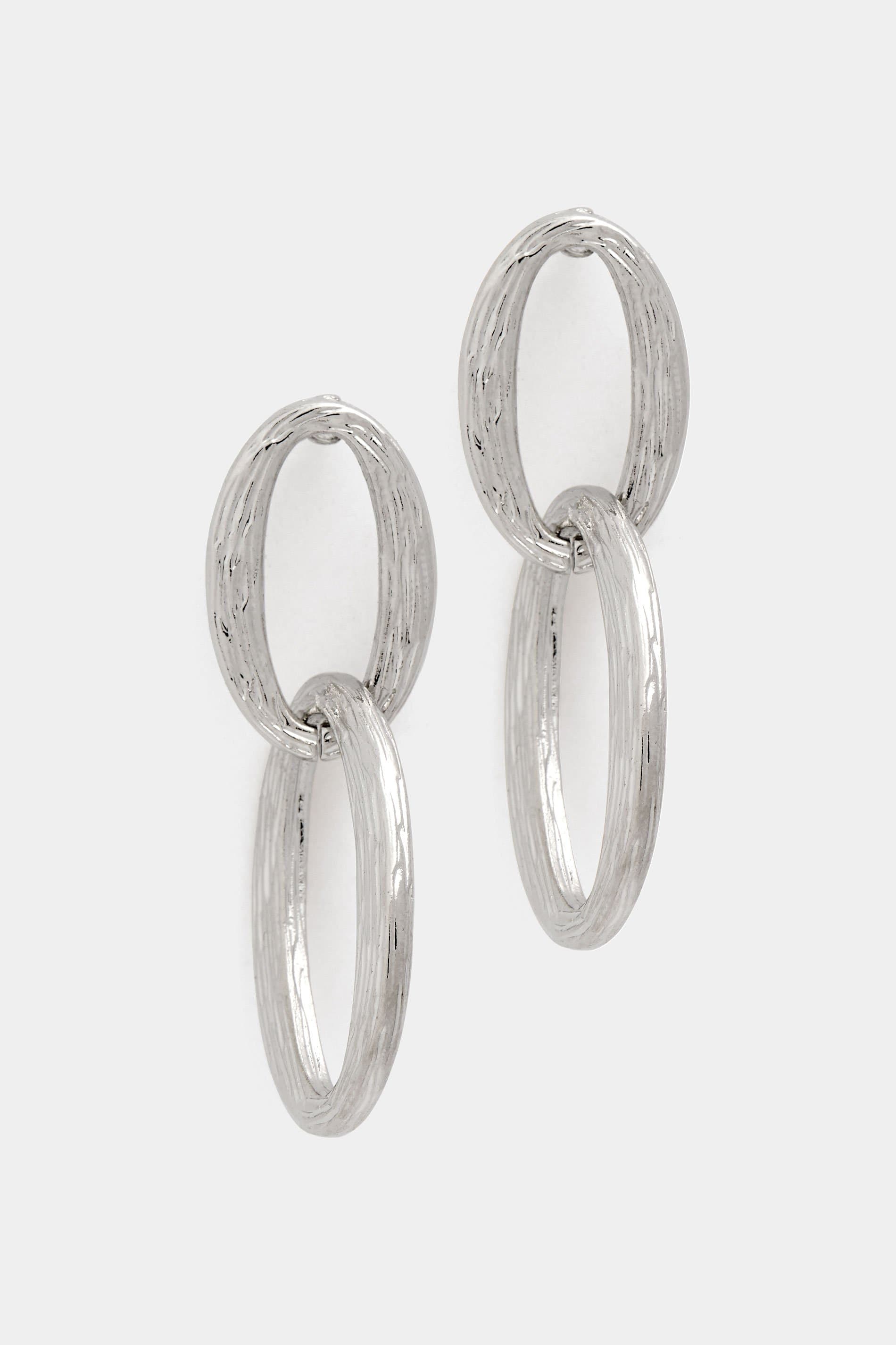 Yours Silver Tone Textured Link Drop Earrings