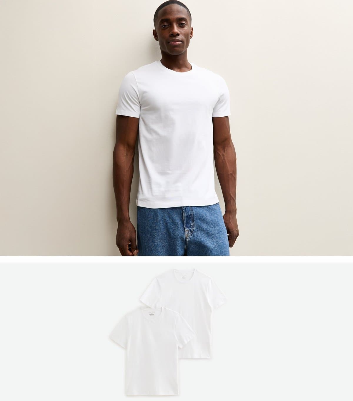 New Look Men's Pack Of 2 White Short Sleeve Regular T-Shirts New Look