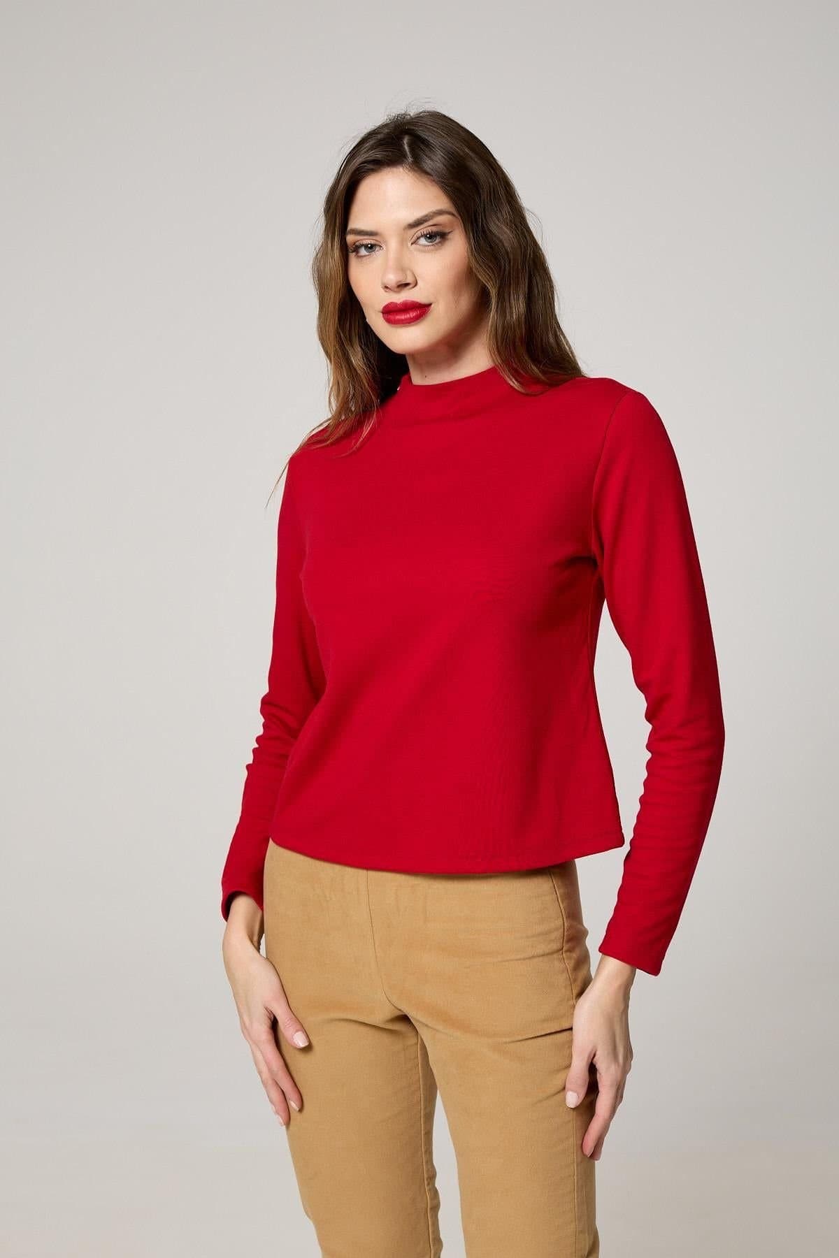 K-Win London K-Win London Red Mock-Neck Top for Women
