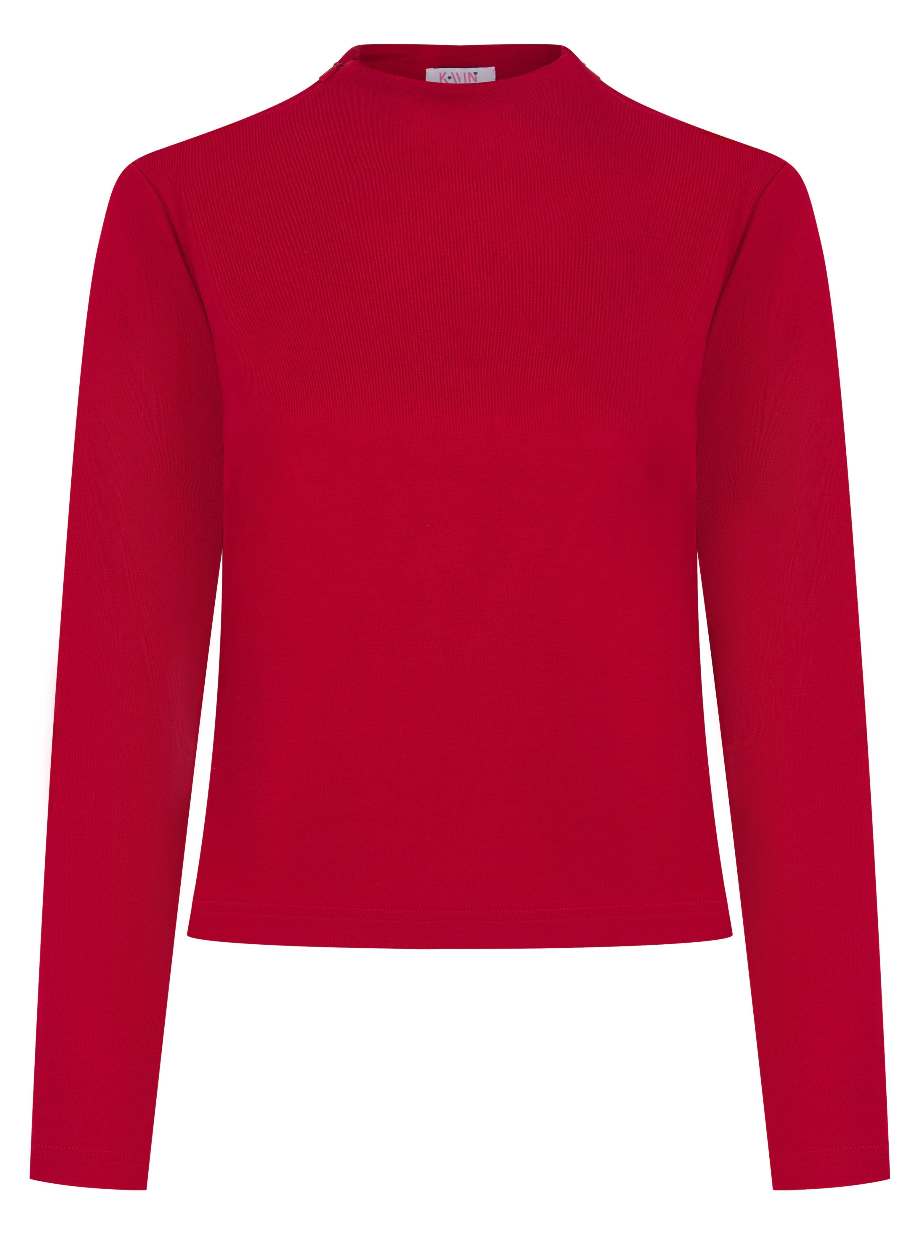 K-Win London K-Win London Women's Timeless Red Mock-Neck Top - 2