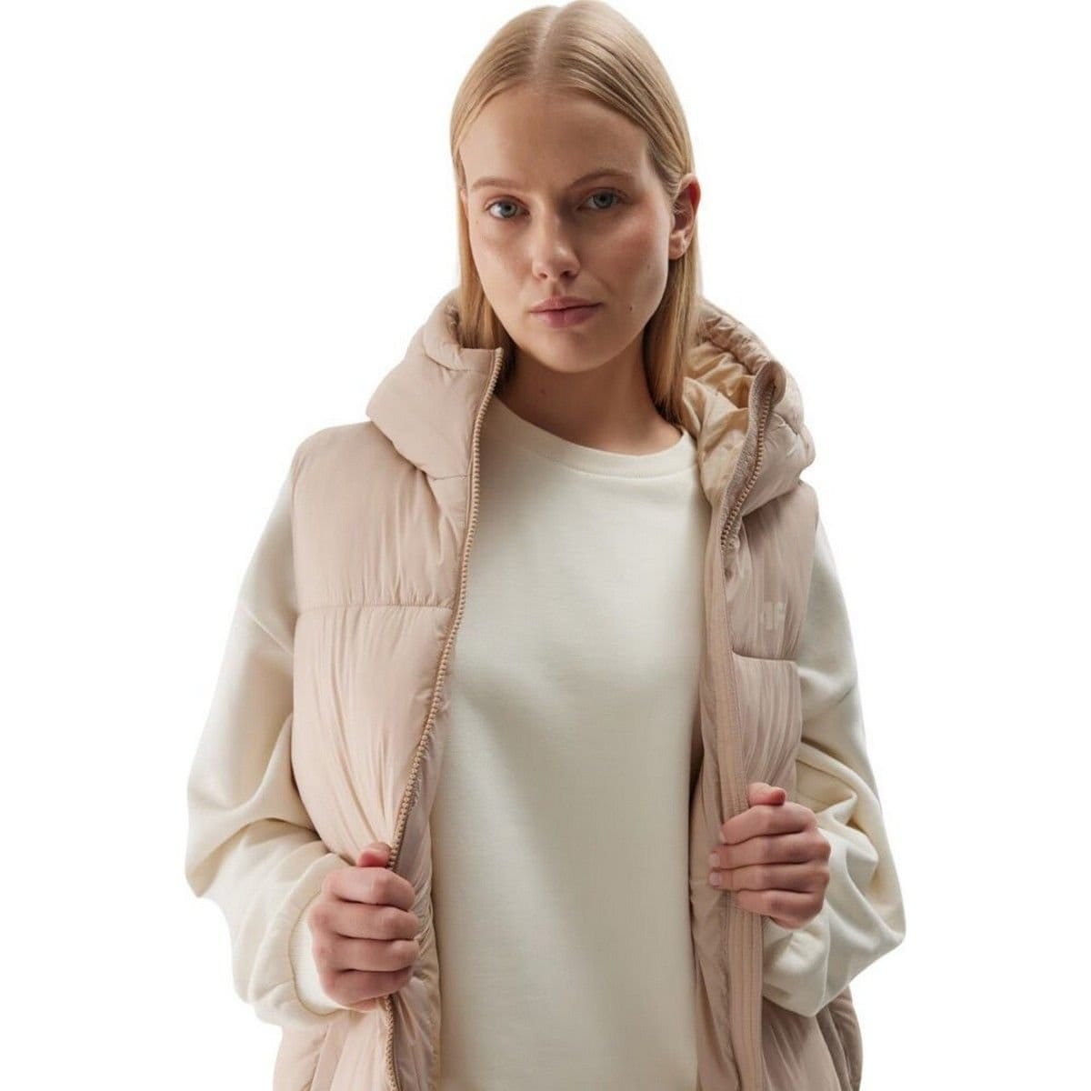 4F 4F Women's WAW24TVJAF143 Puffer Jacket in Beige - 4