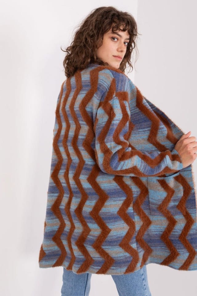 Love Lace Love Lace Women's Geometric Pattern Open Front Cardigan in Blue - 3