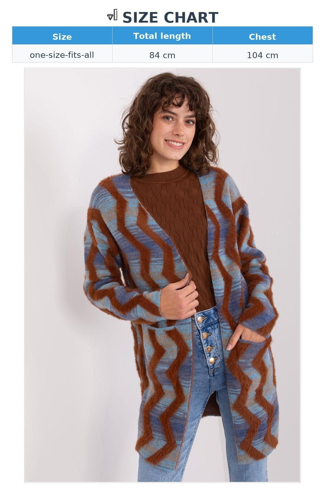 Love Lace Love Lace Women's Geometric Pattern Open Front Cardigan in Blue - 4