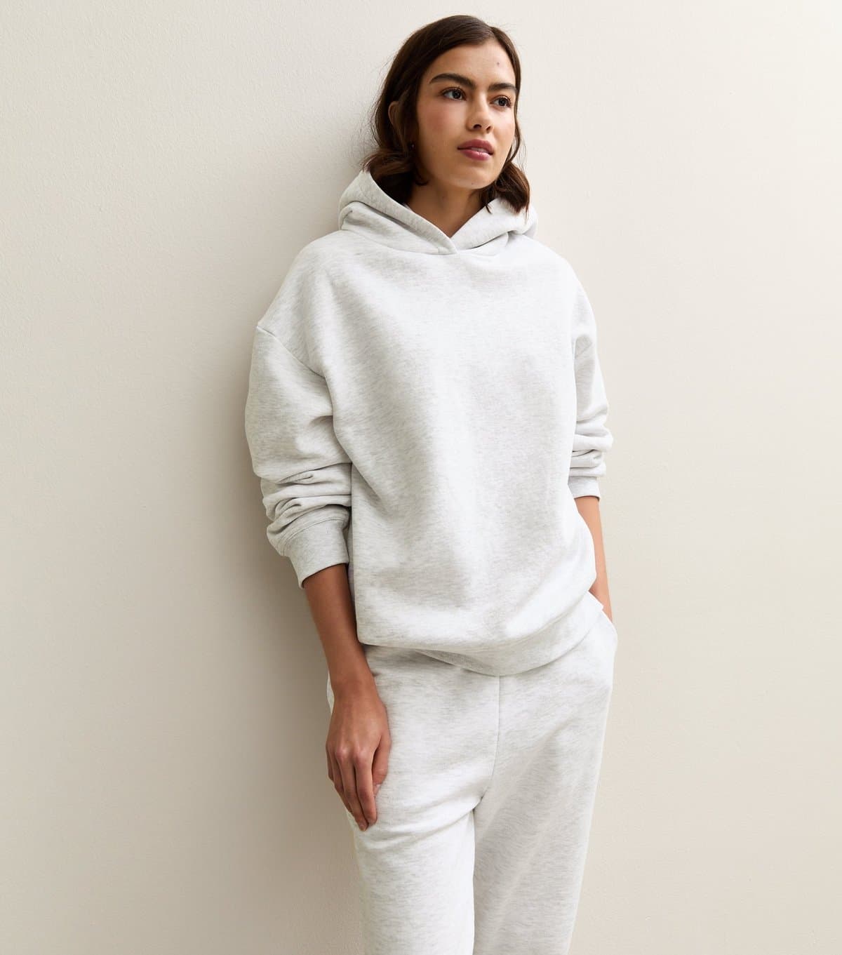 New Look New Look Grey Marl Oversized Jersey Hoodie