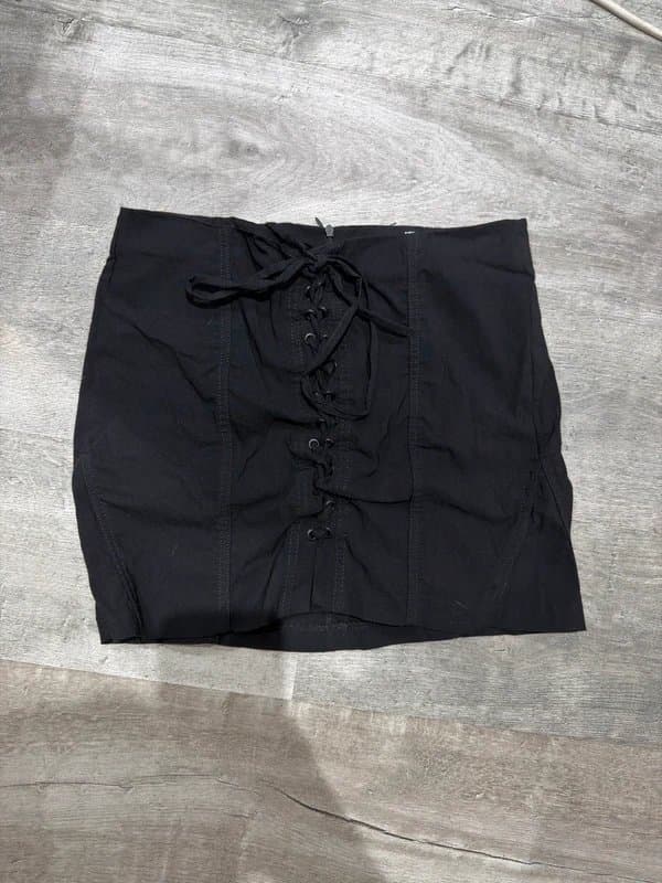 Bershka Black Lace-Up Corset Mini Skirt