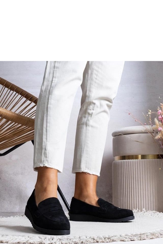 Love Lace Love Lace Women's Suede Loafers with Almond Toe Slip On Rubber Sole Comfort in Black - 2