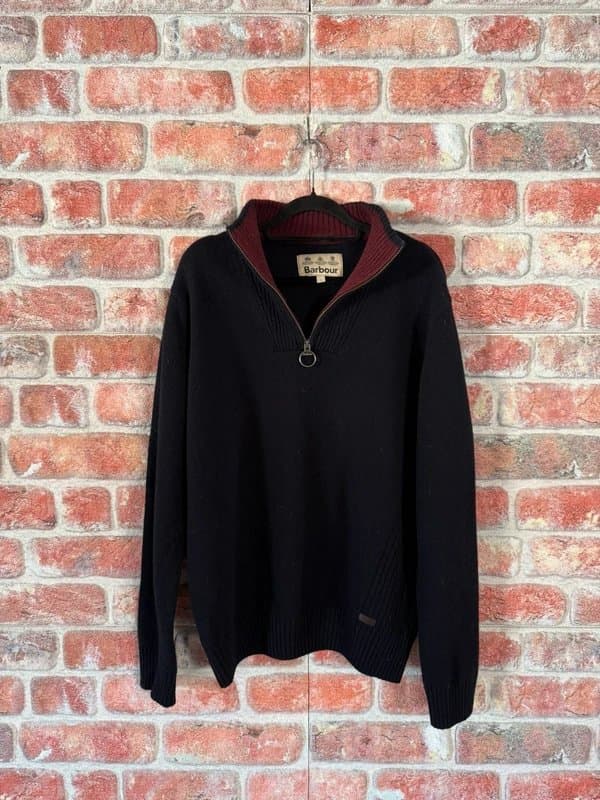 Barbour Barbour Navy Wool Half Zip Jumper