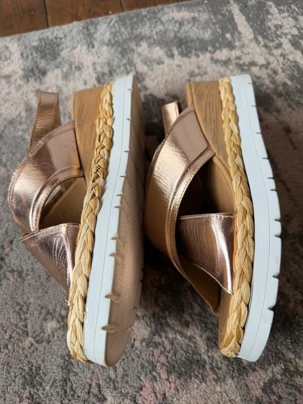 Next Rose gold real leather Wide fit next sandals. Size 4