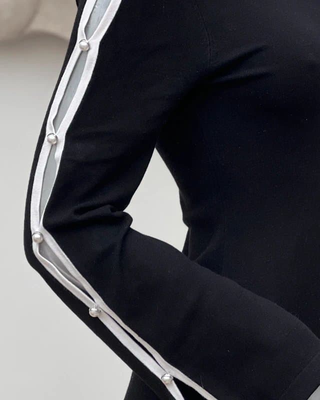 Karen Millen Karen Millen elegant black & white pearl button knit jumper dress XS 6-8