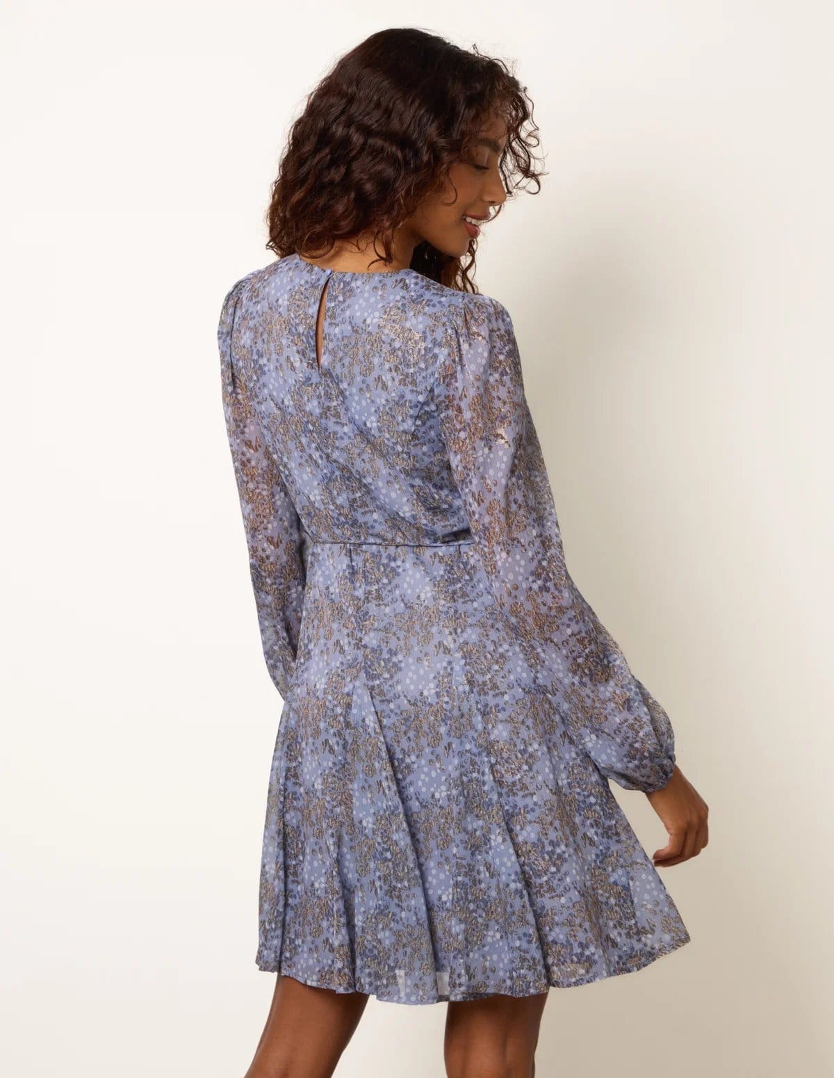 Blue Vanilla Tie Waist Godet Mini Dress - 4