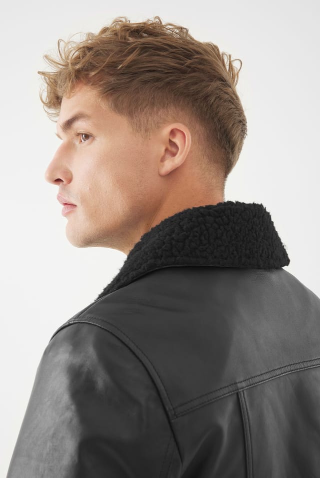 Bolongaro Trevor Bolongaro Trevor Men's Real Leather Wesely Shearling Jacket in Black - 2