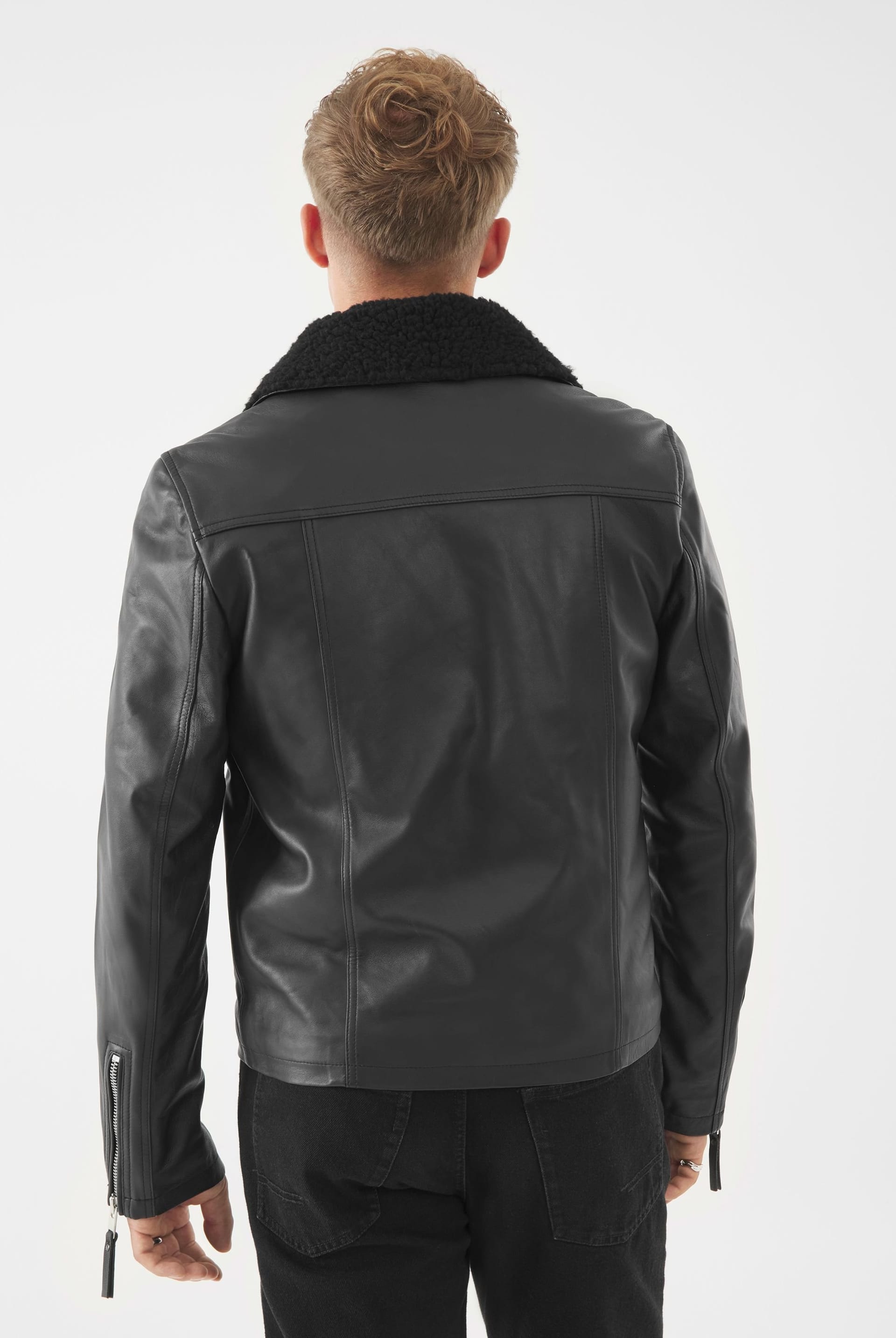 Bolongaro Trevor Bolongaro Trevor Men's Real Leather Wesely Shearling Jacket in Black - 4