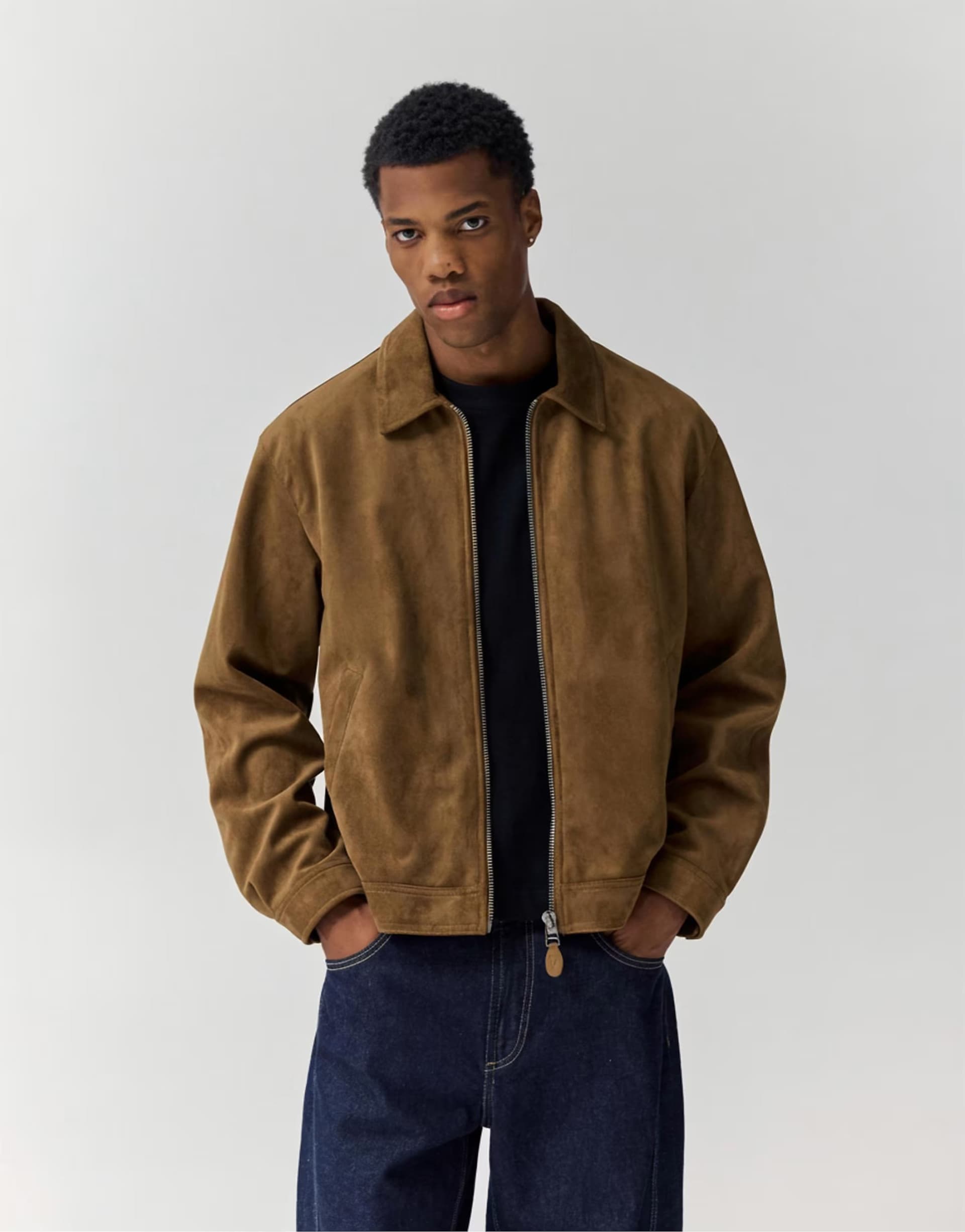ASOS Pull&Bear Faux suede jacket in brown