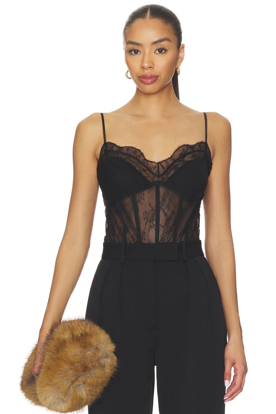 revolve Revolve Black Lace Bustier Bodysuit