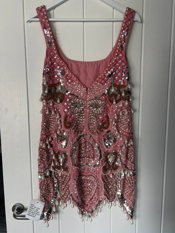 ASOS ASOS luxe gem embellished mini dress in pink size 10