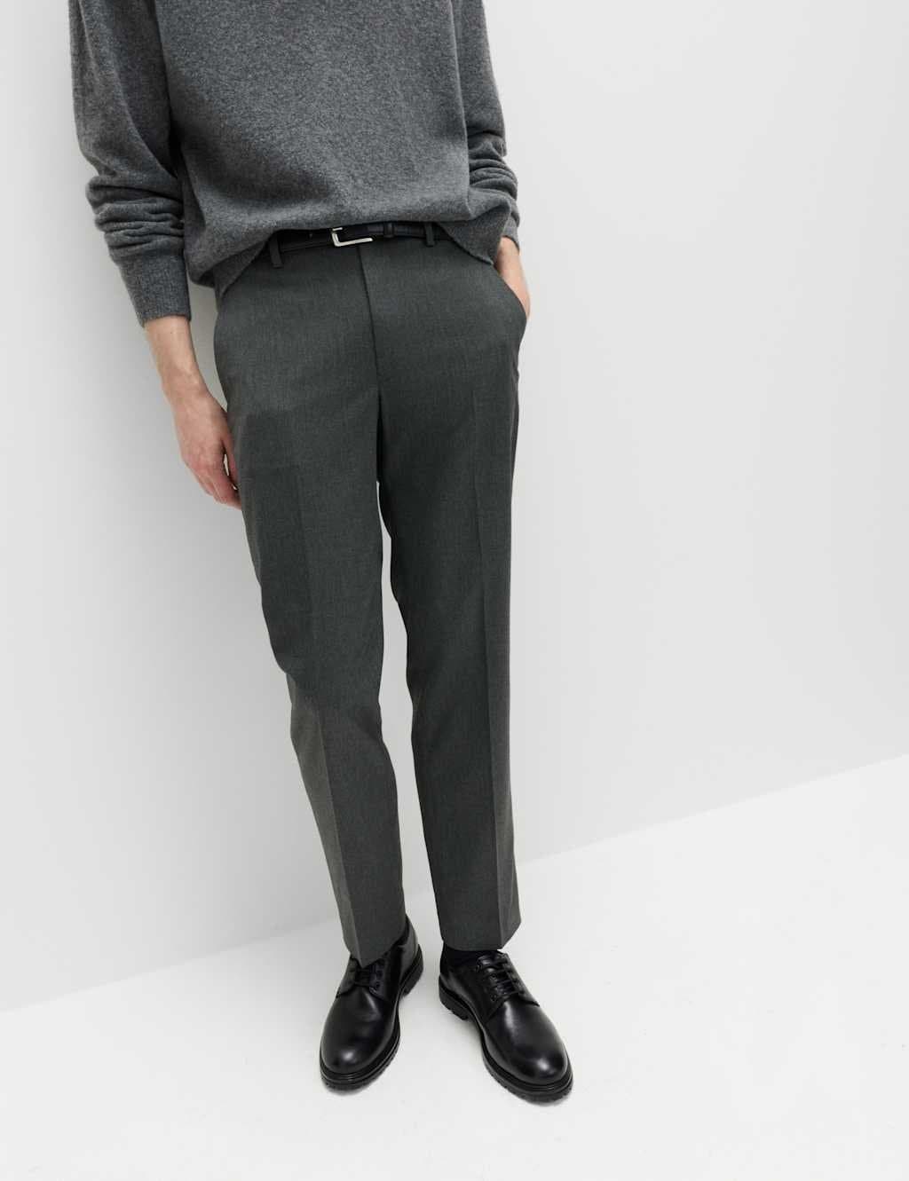 Marks & Spencer M&S 2 Pack Regular Fit Smart Stretch Trousers Charcoal