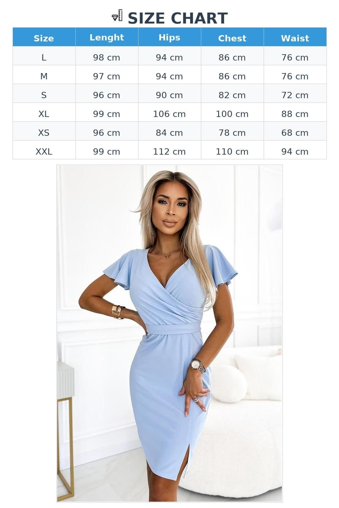 Love Lace Love Lace Women's Wrap Cocktail Dress with Belt Slit in Blue - 4