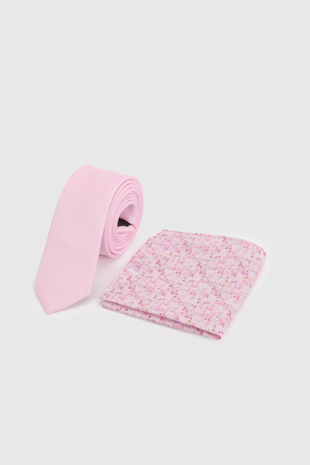 Burton Burton Men's Pink Plain Tie & Ditsy Pocket Square - 1