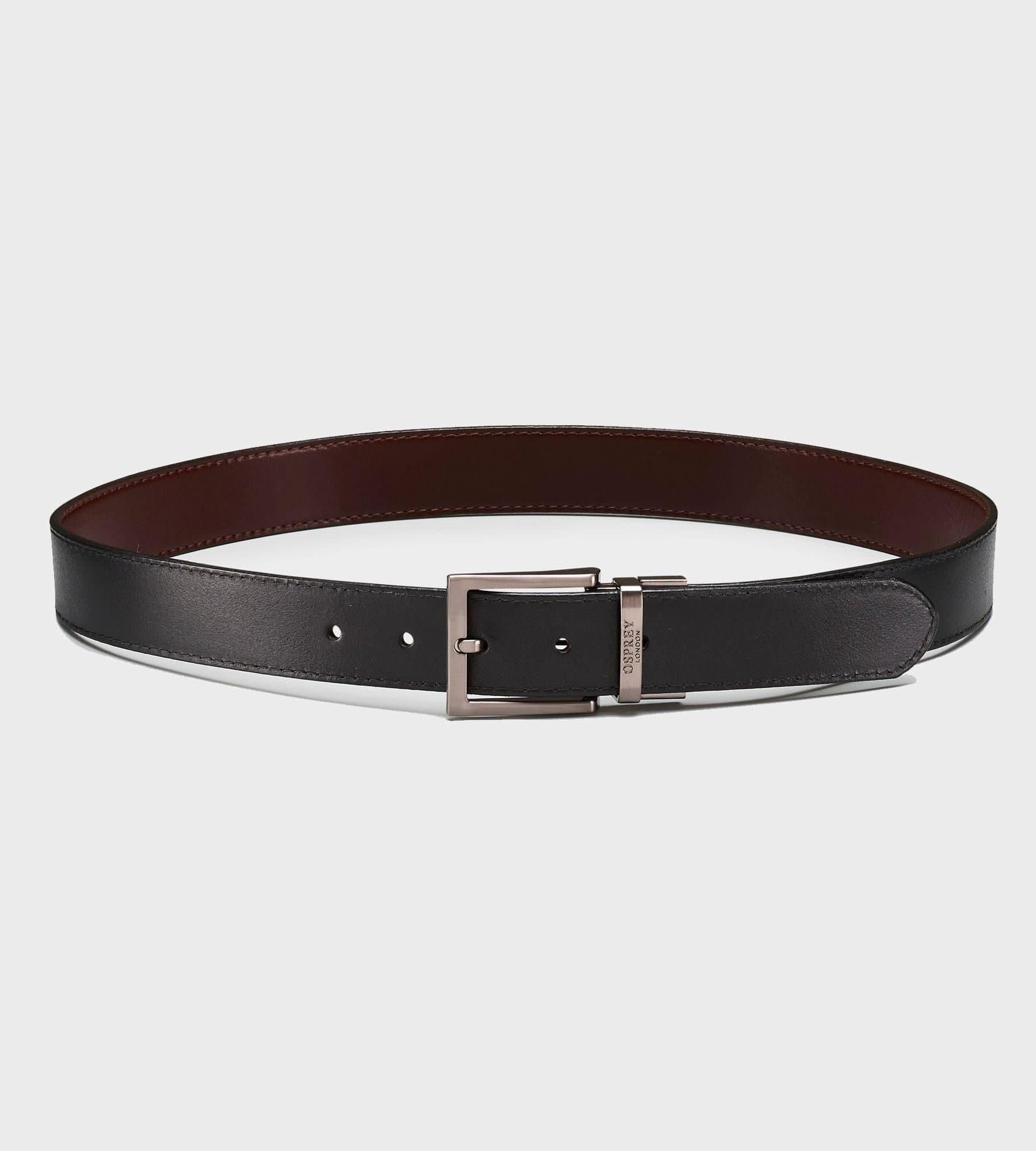 OSPREY LONDON Osprey London Black/Chocolate Reversible Leather Belt