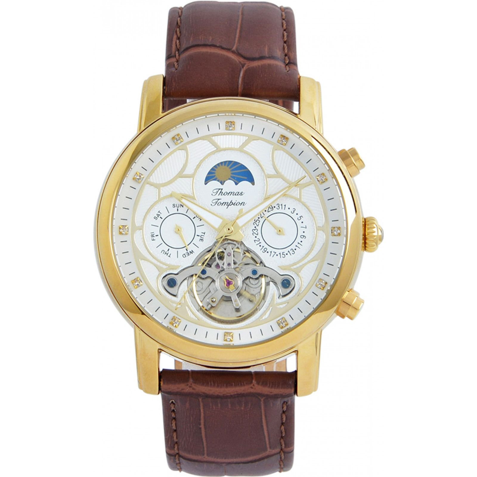 Thomas Tompion Thomas Tompion Men's TT-4321 Kew 44mm Automatic Watch in Brown - 1