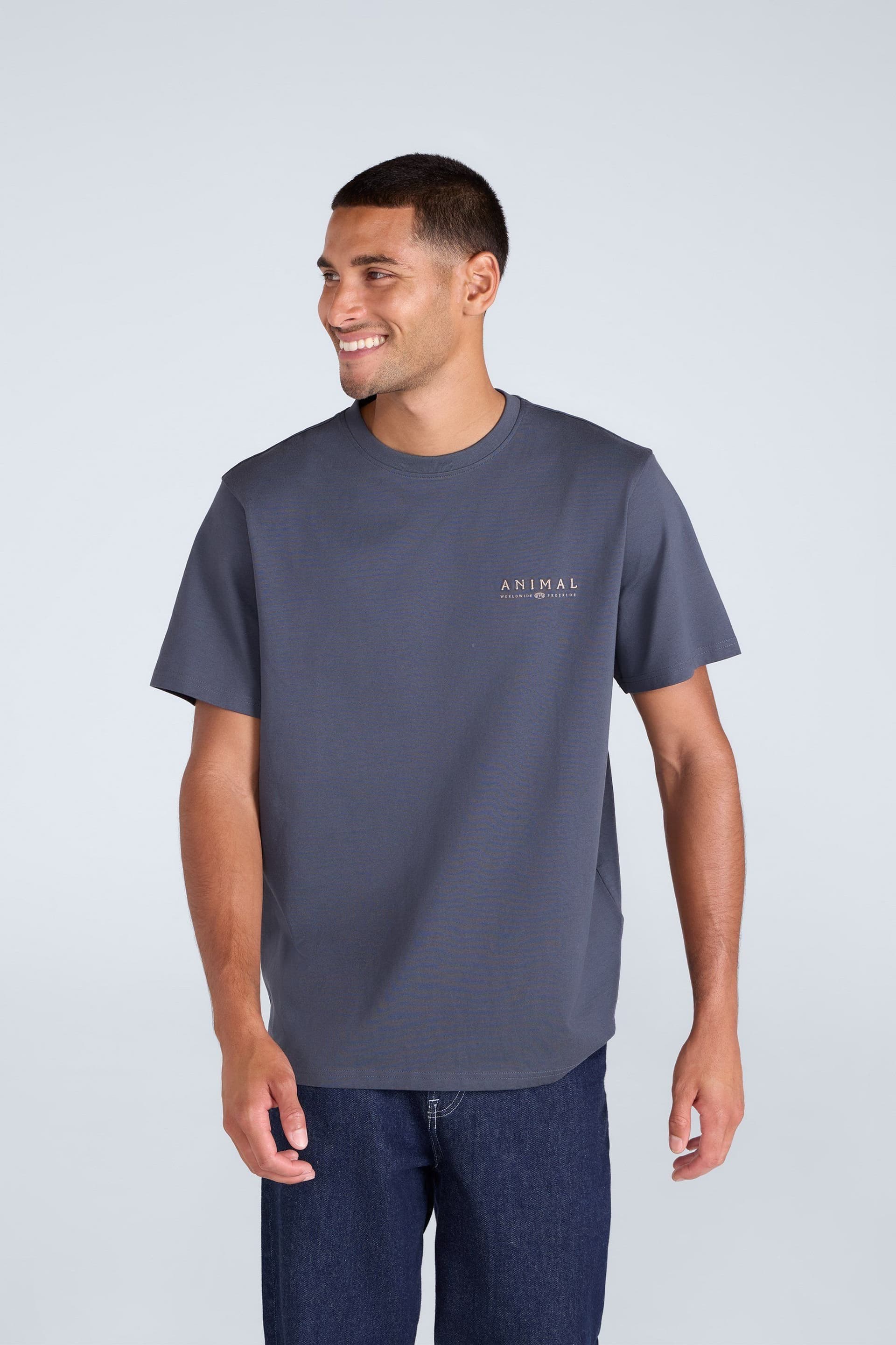 Animal Animal Men's 'Chase' Breathable Short Sleeve Cotton Relaxed Fit T-Shirt in Dark Grey