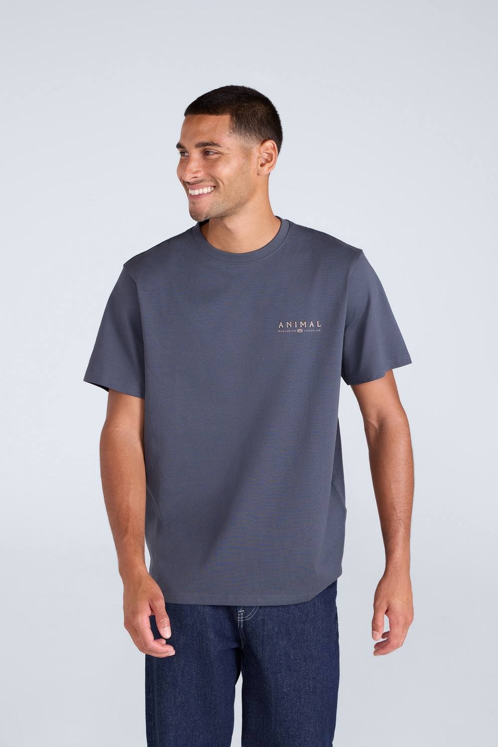 Animal Animal Men's 'Chase' Breathable Short Sleeve Cotton Relaxed Fit T-Shirt in Dark Grey - 2