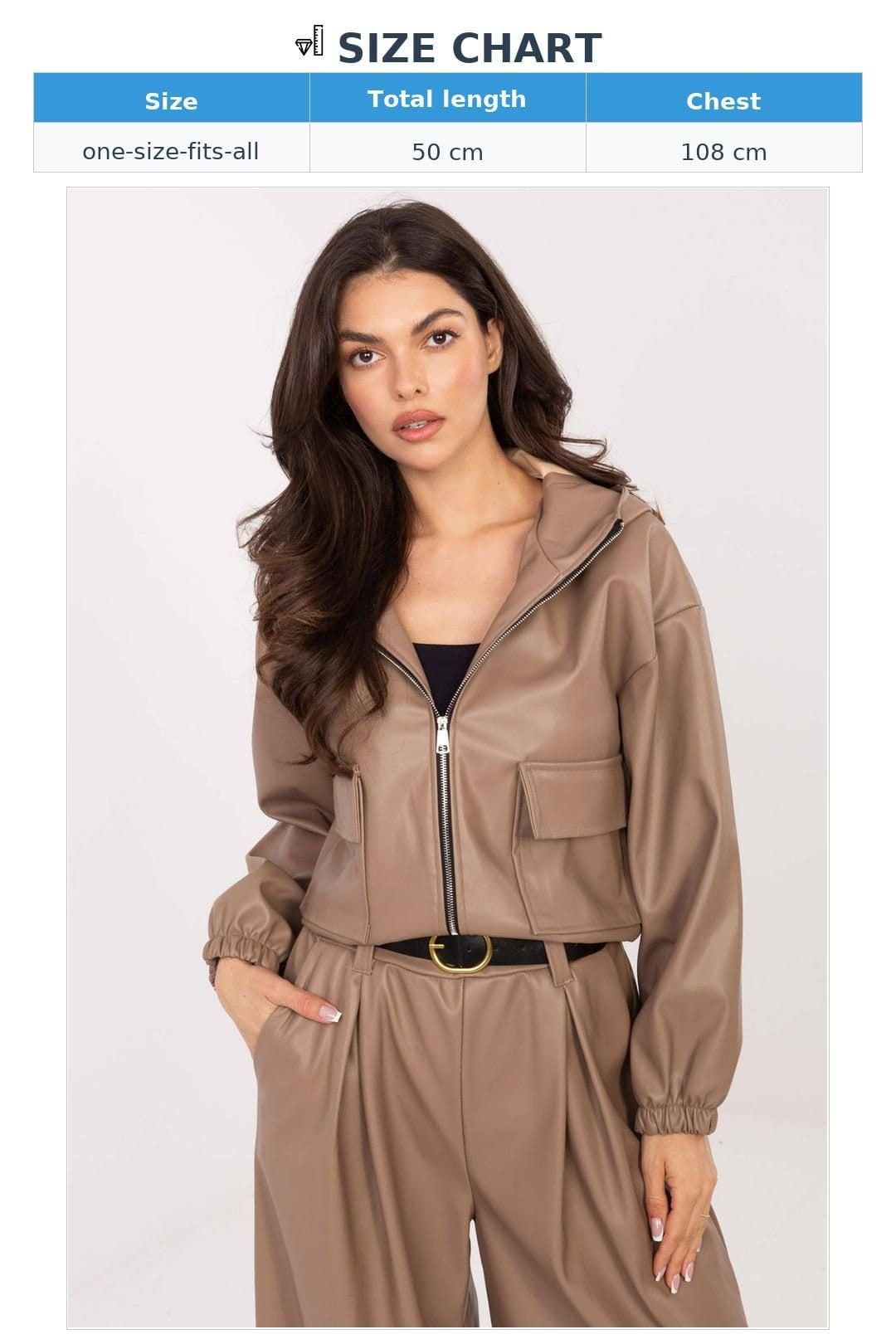 Love Lace Love Lace Women's Stylish Short Zip Jacket with Flap Pockets in Beige - 4