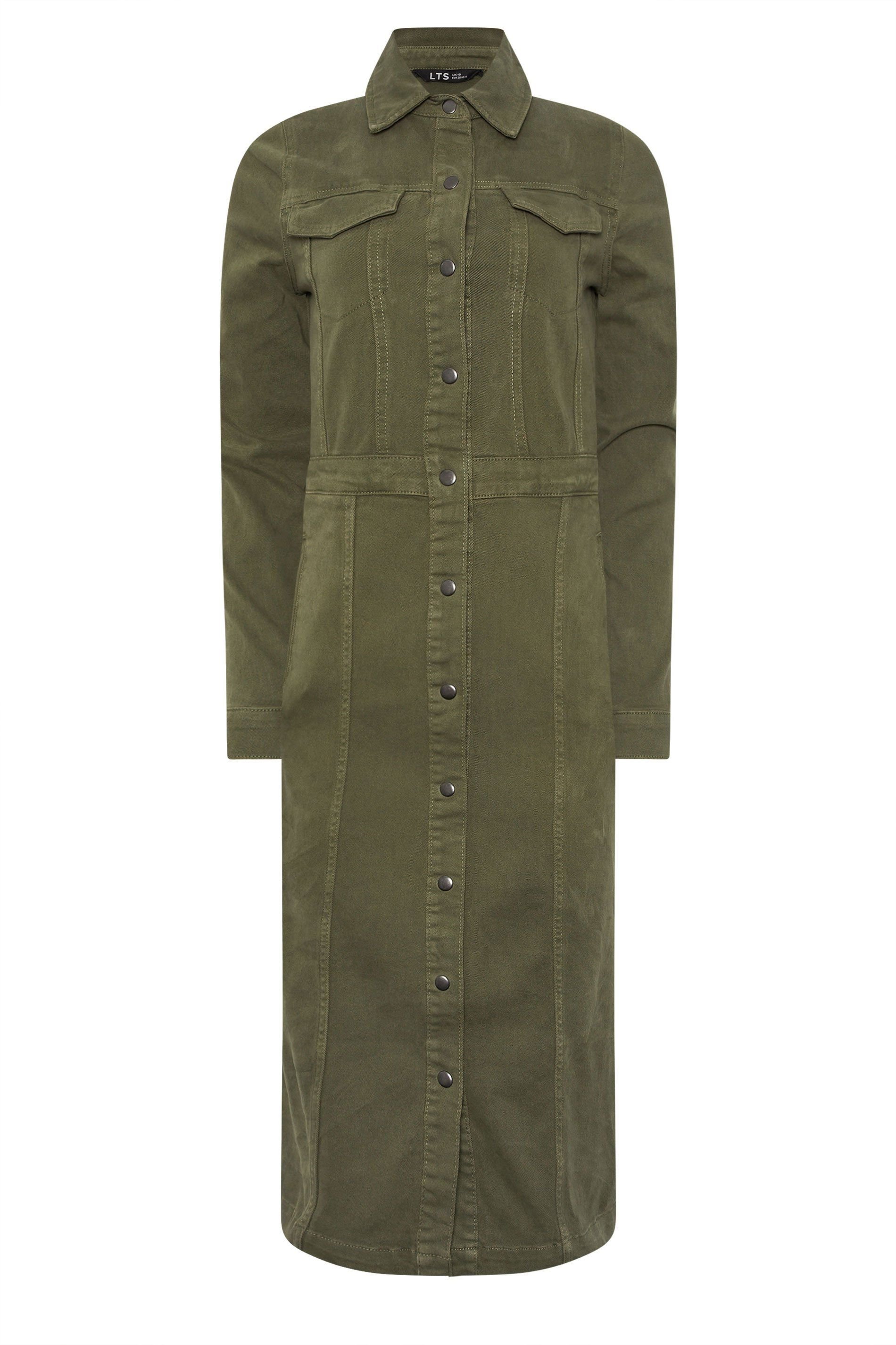 Long Tall Sally Long Tall Sally Women's Tall Denim Midi Dress in Olive - 2