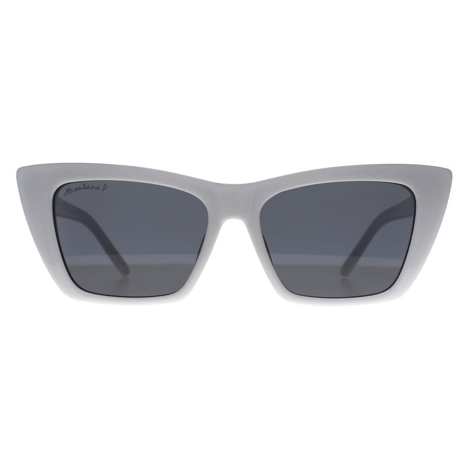 montana montana Women's Cat Eye White Smoke Grey Polarized MP64
