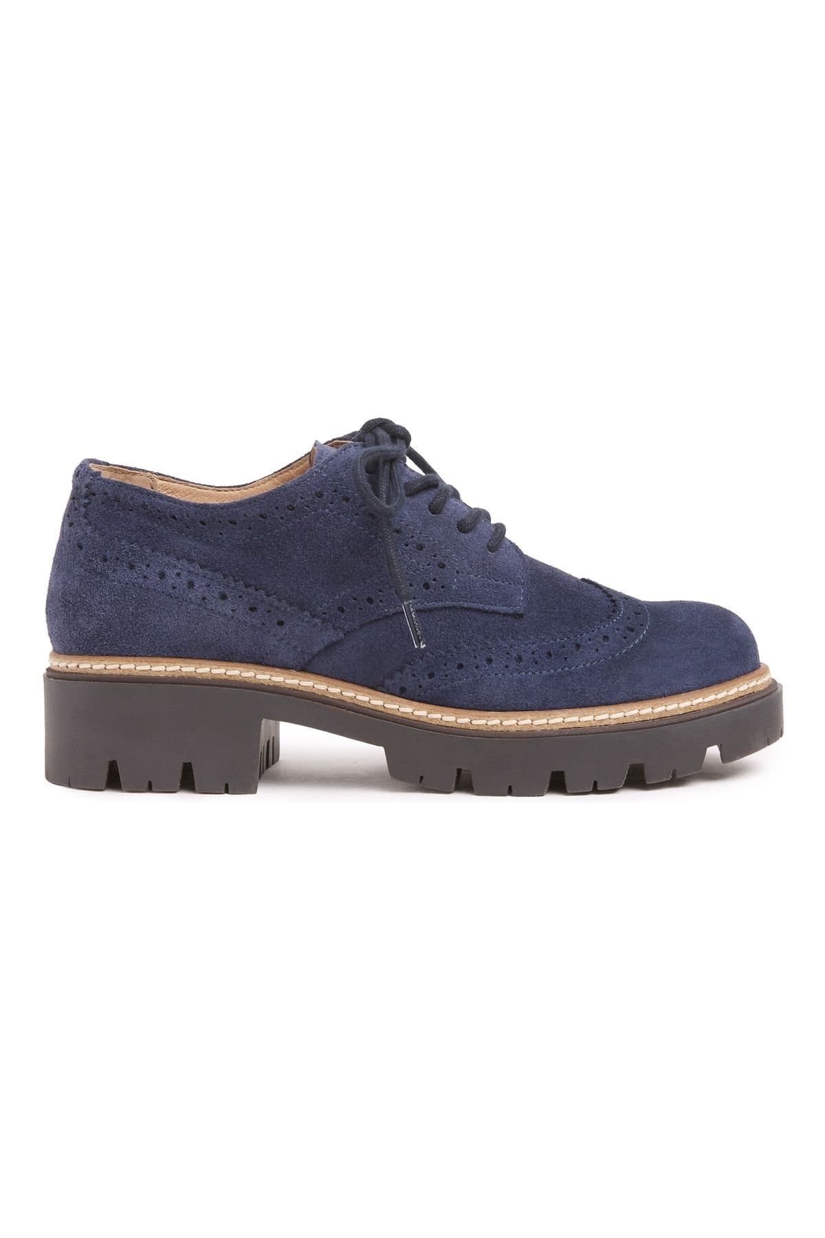 Celtic & Co Celtic & Co Women's Chunky Brogue Shoe in Mid Navy