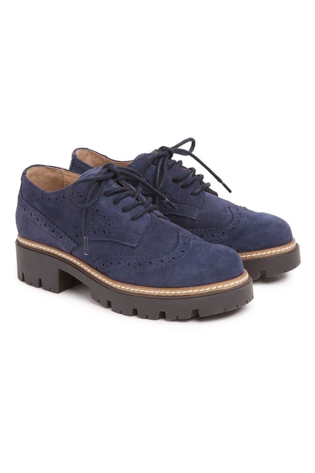 Celtic & Co Celtic & Co Women's Chunky Brogue Shoe in Mid Navy - 2