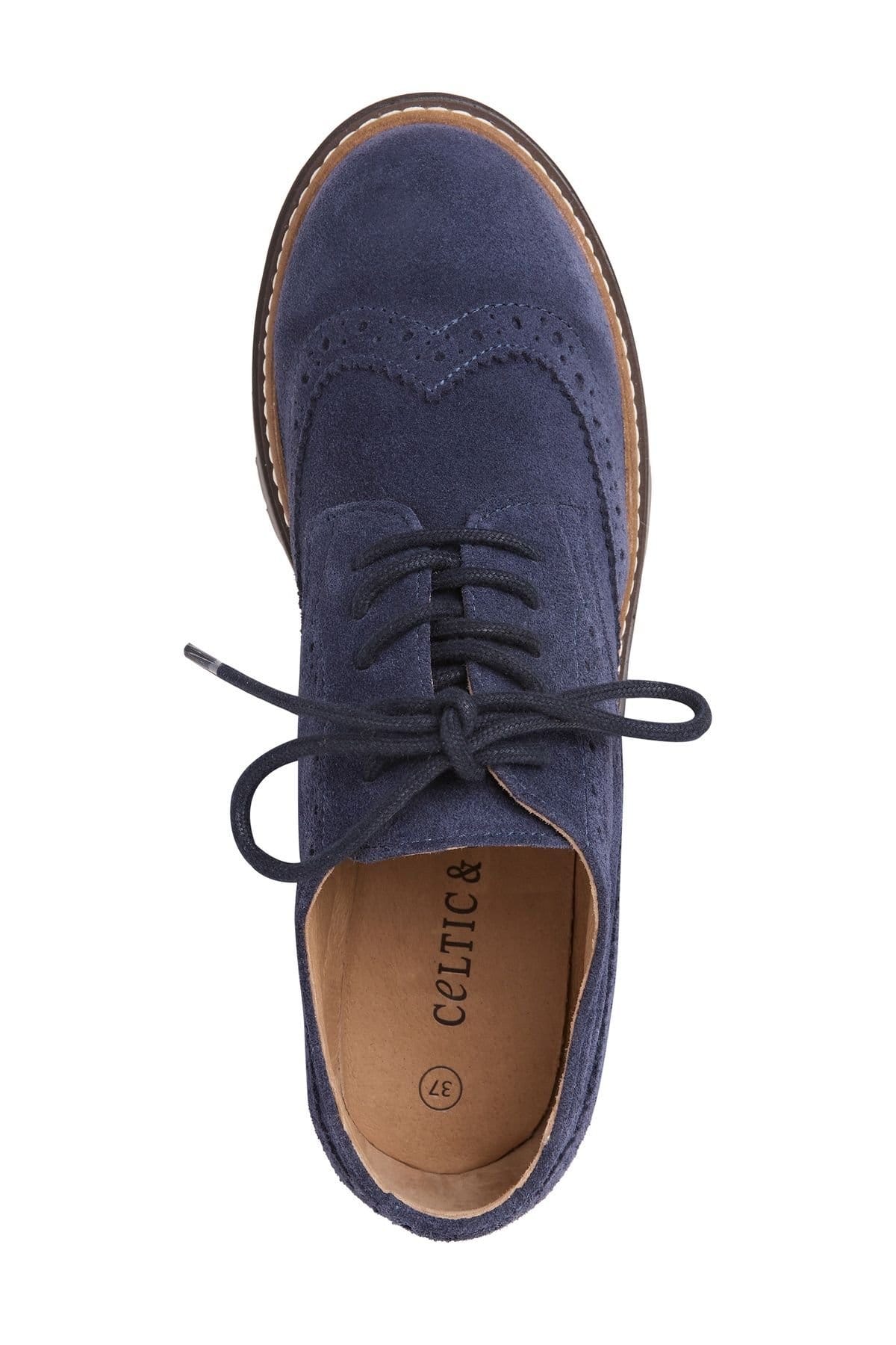 Celtic & Co Celtic & Co Women's Chunky Brogue Shoe in Mid Navy - 4