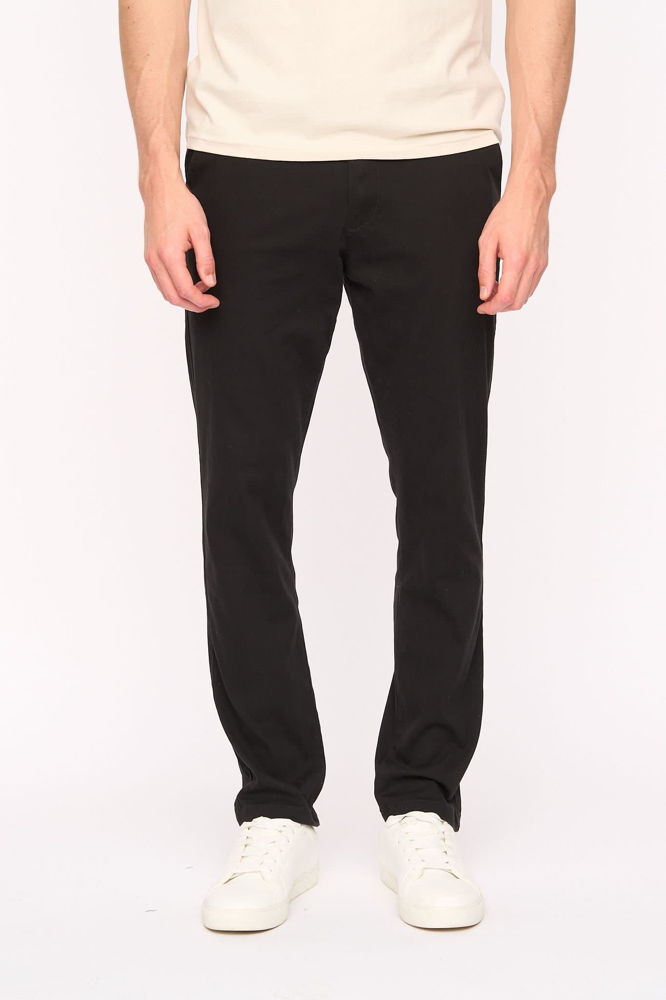 Duck&Cover Duck&Cover Men's Everett Slim-Fit Stretch Chinos with Adjustable Waist Cinch in Black