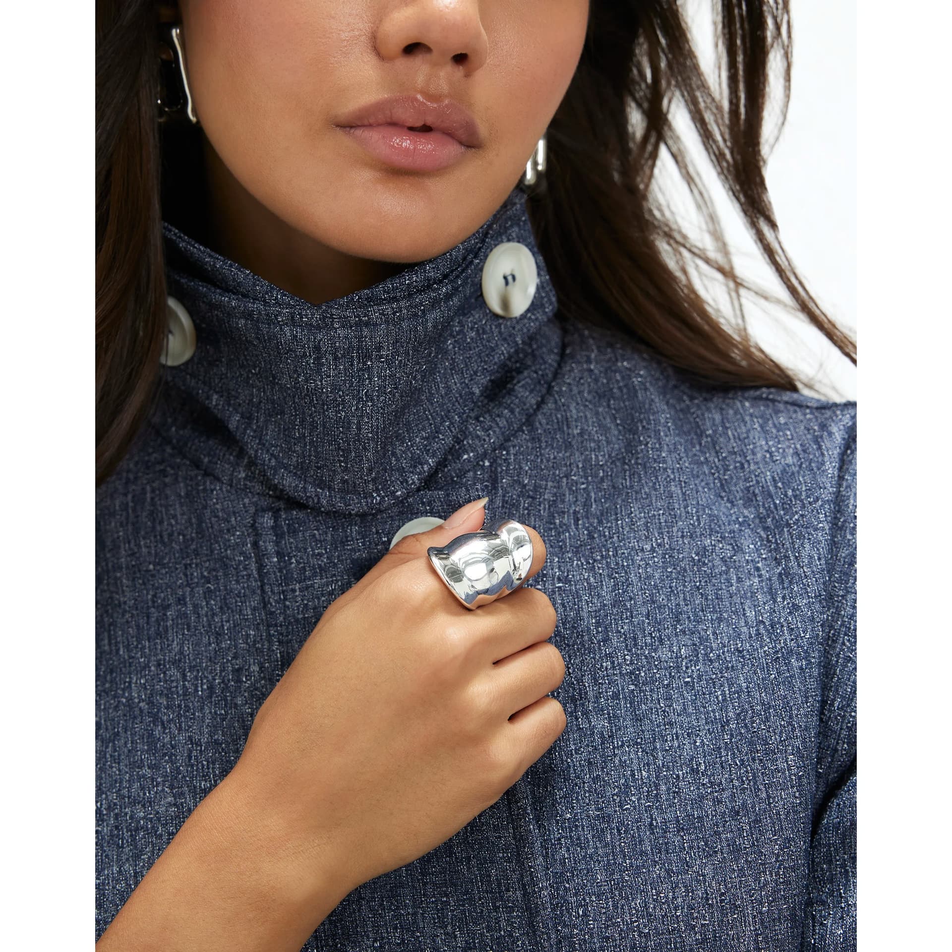 River Island River Island Womens Silver Oversized Band Ring