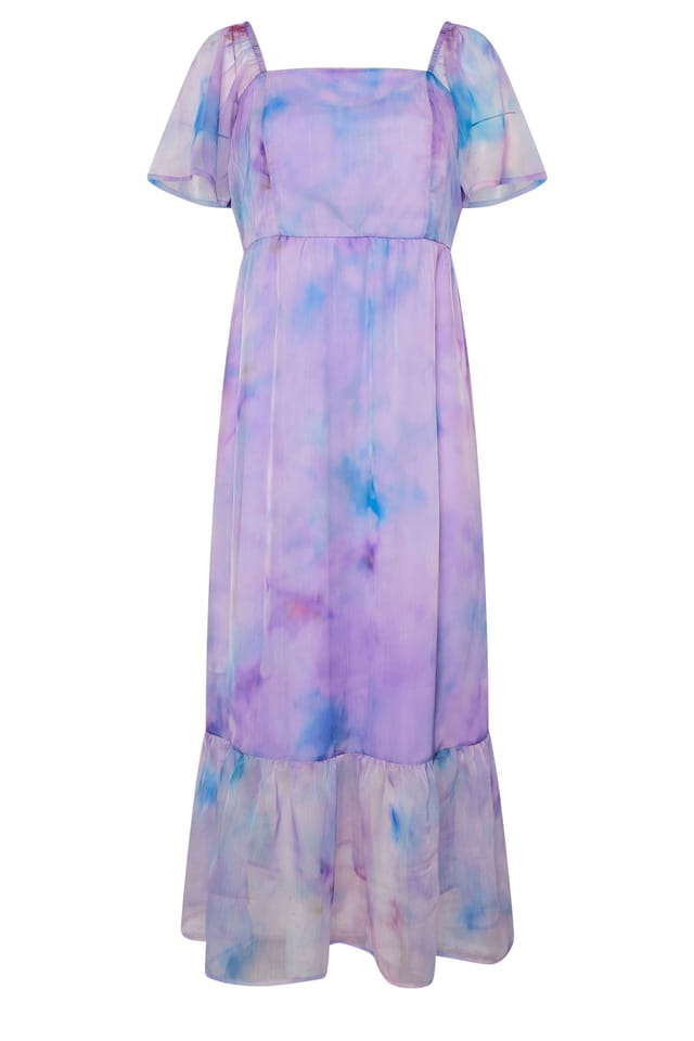 Yours Yours Women's Abstract Organza Maxi Dress in Purple - 2
