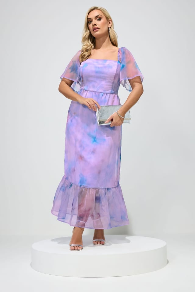 Yours Yours Women's Abstract Organza Maxi Dress in Purple - 3