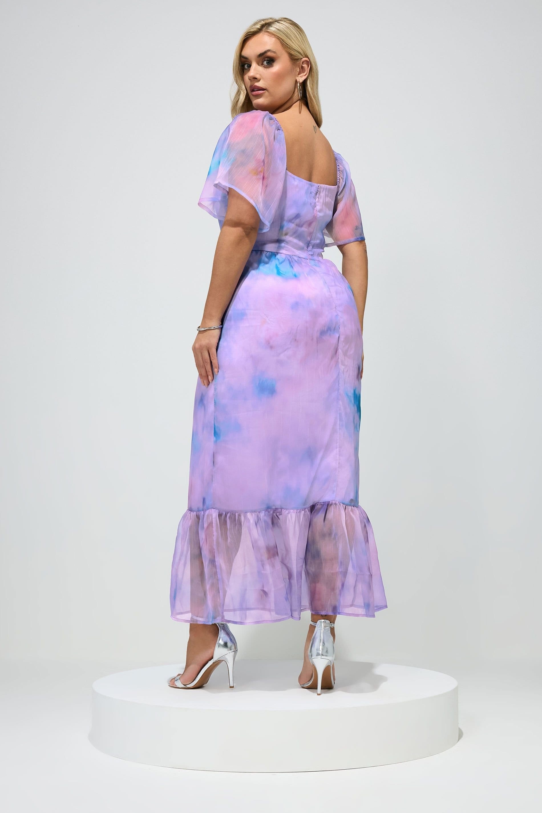 Yours Yours Women's Abstract Organza Maxi Dress in Purple - 4