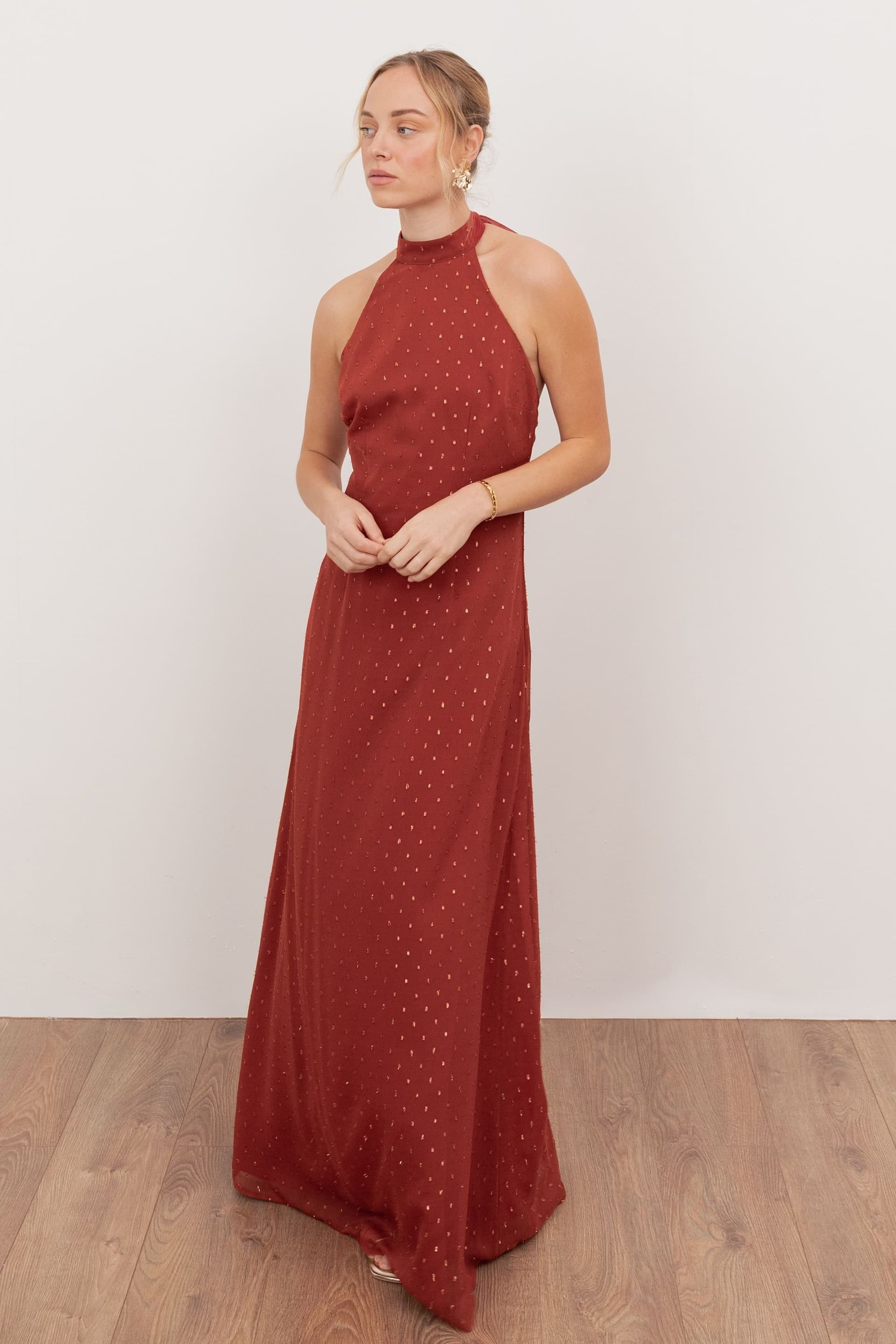 Anaya with Love Anaya with Love Women's Self-Tie Halter Neck Open Back Maxi Dress in Red