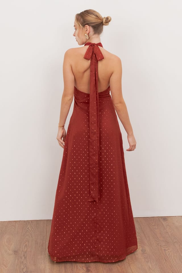 Anaya with Love Anaya with Love Women's Self-Tie Halter Neck Open Back Maxi Dress in Red - 2