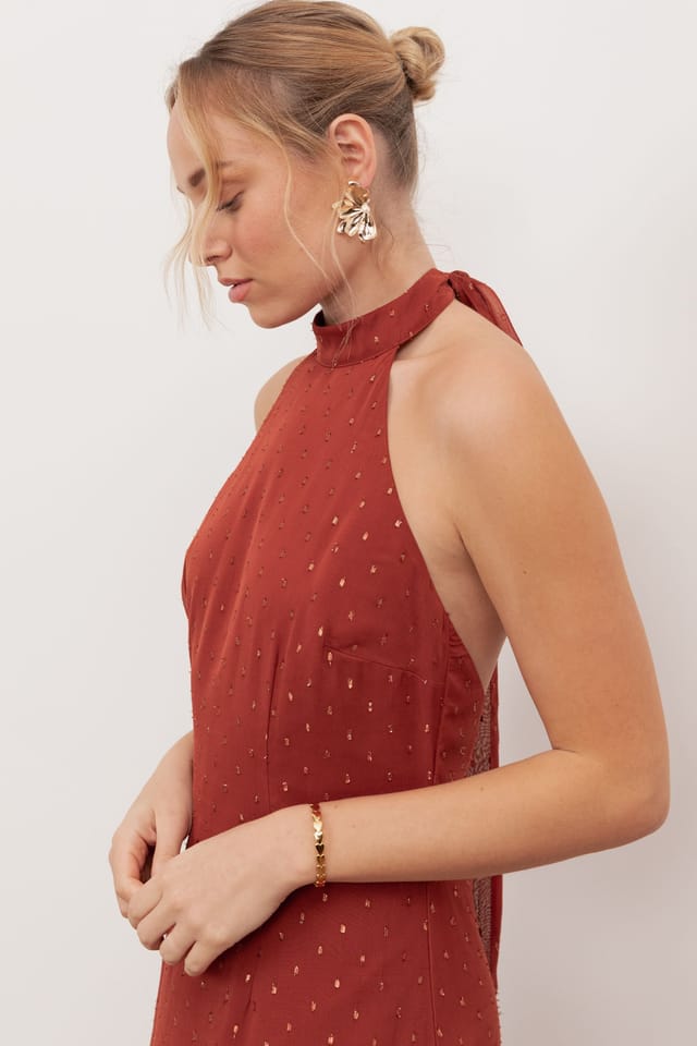 Anaya with Love Anaya with Love Women's Self-Tie Halter Neck Open Back Maxi Dress in Red - 3
