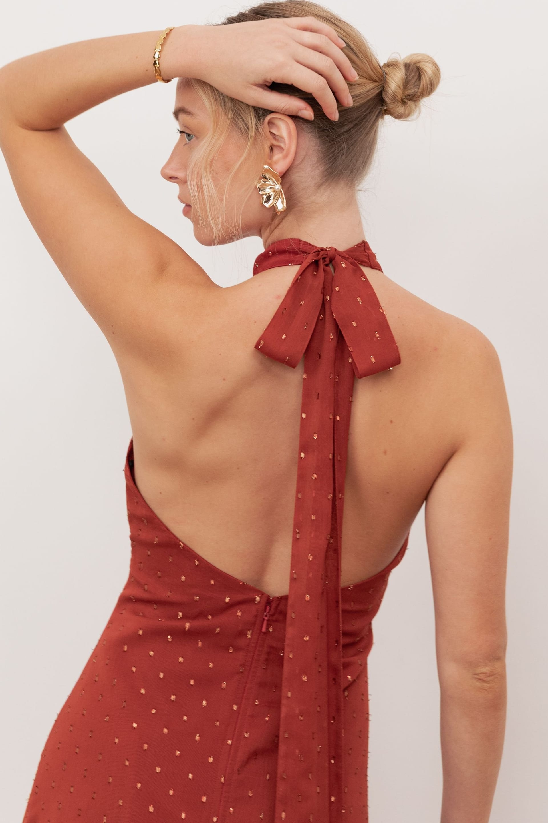 Anaya with Love Anaya with Love Women's Self-Tie Halter Neck Open Back Maxi Dress in Red - 4