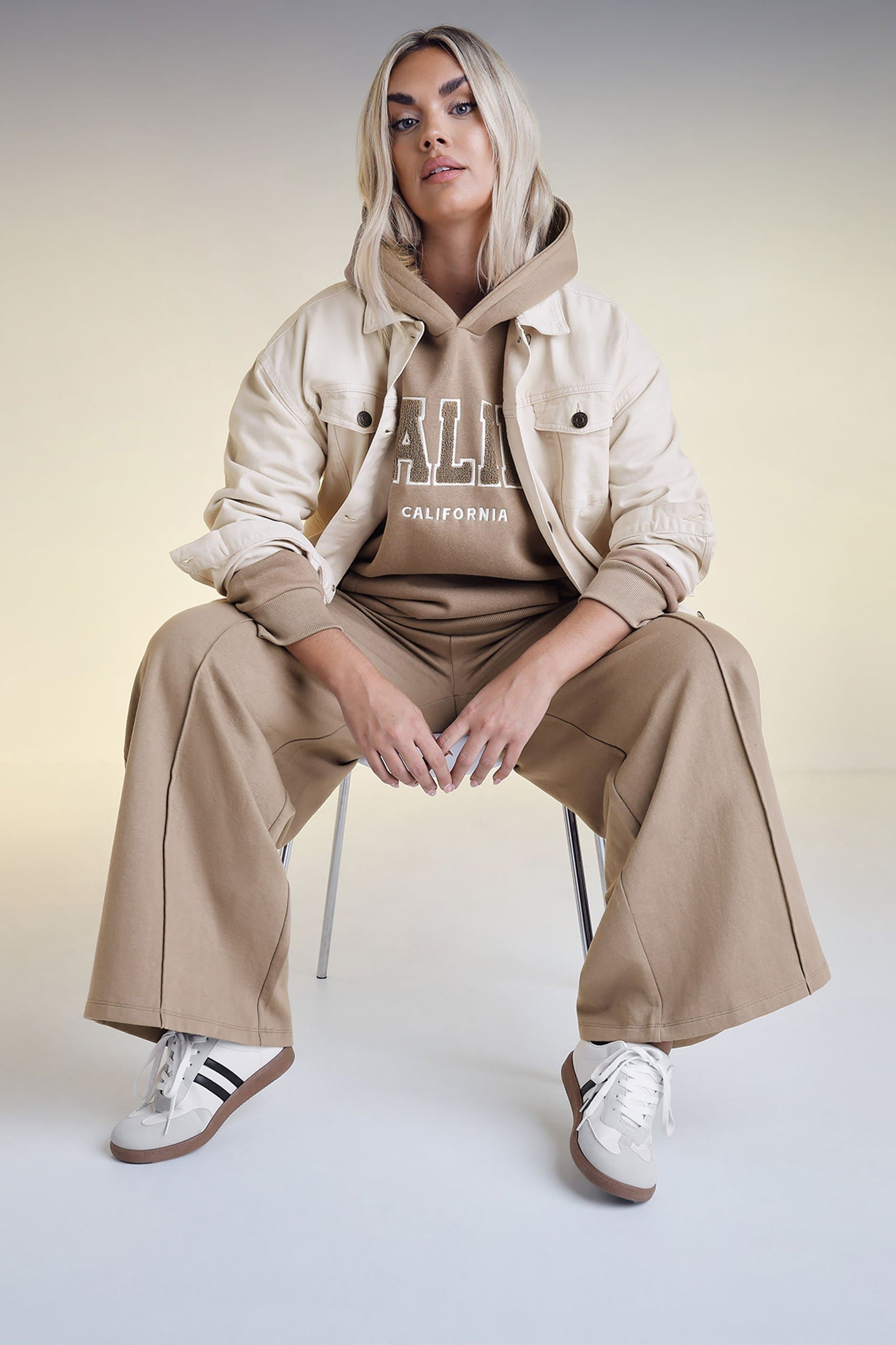 Yours Plus Size Light Brown Wide Leg Joggers