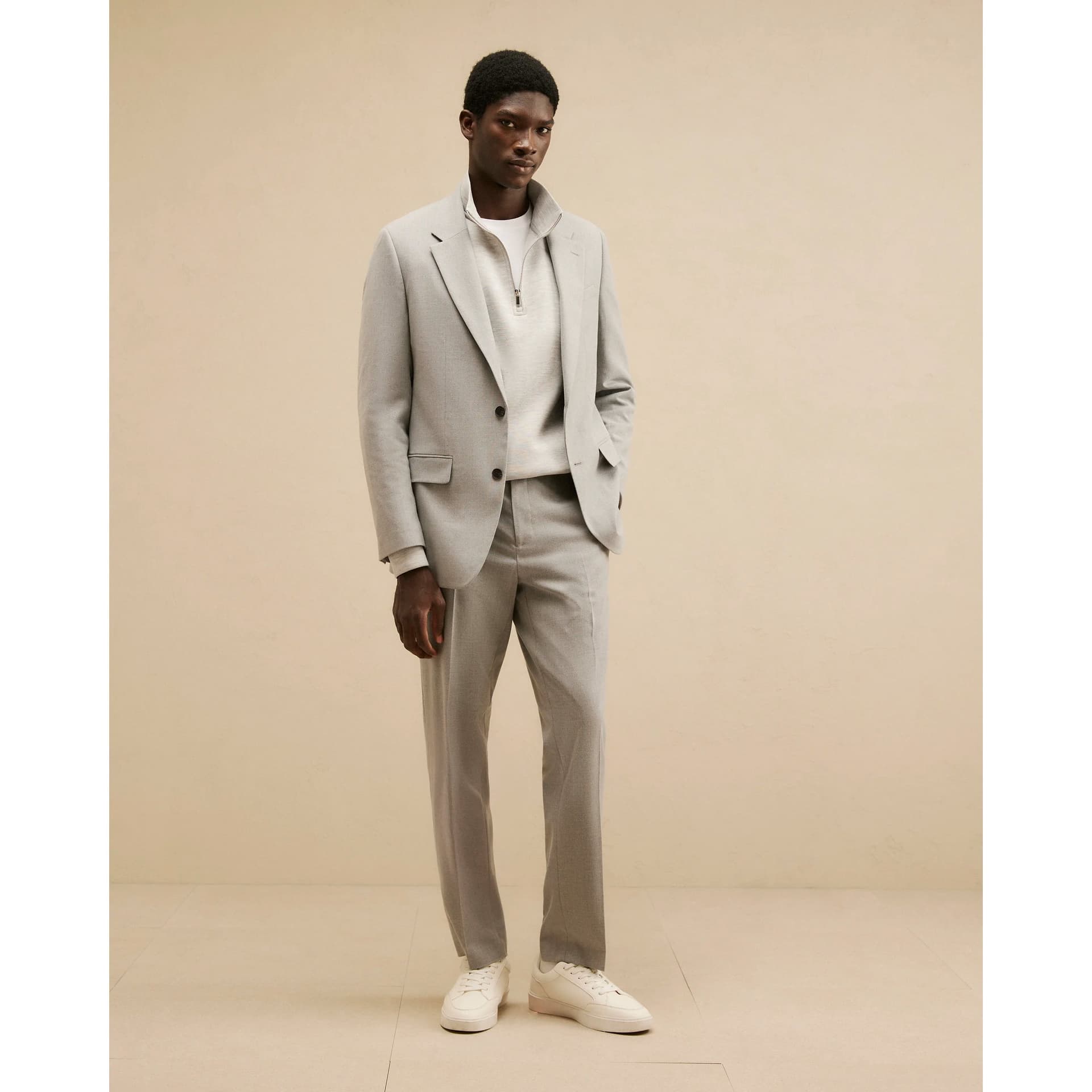 River Island Mens River Island Grey Regular Fit Texture Suit Trousers