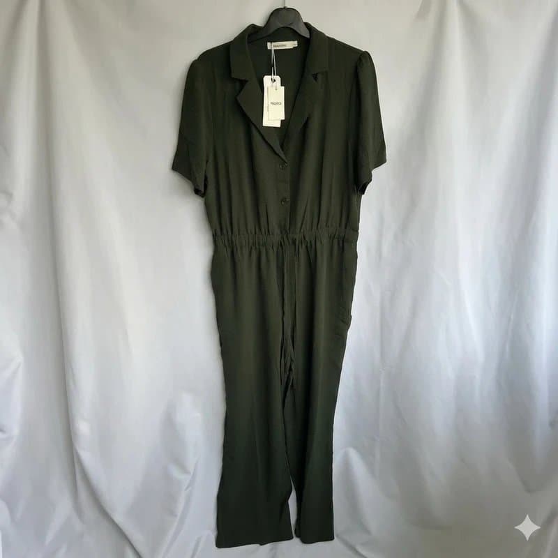 Majolica Majolica Khaki Plain Jumpsuit - Size L (UK 12)
