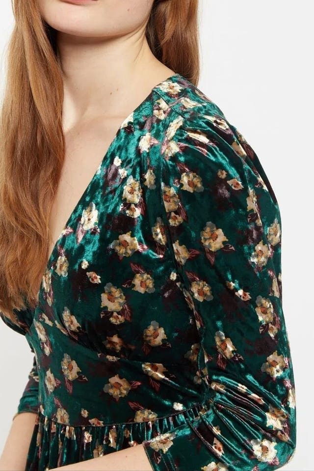 Louche Louche Women's Annalise Paintbrush Print Velvet V Neck Mini Dress - 2