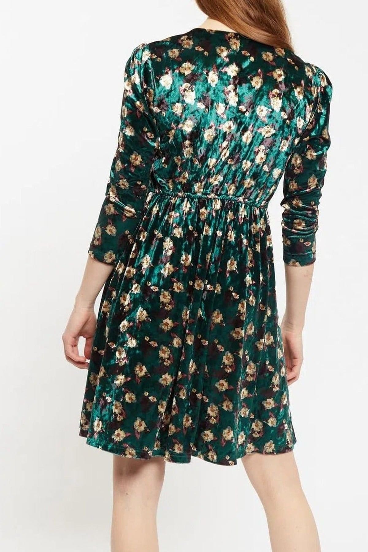 Louche Louche Women's Annalise Paintbrush Print Velvet V Neck Mini Dress - 4